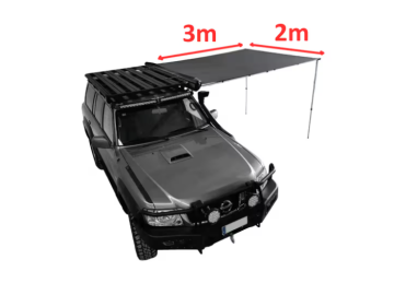 Toldo lateral Offroad com iluminação LED – 2 m de largura x 3 m aberto – Cinzento