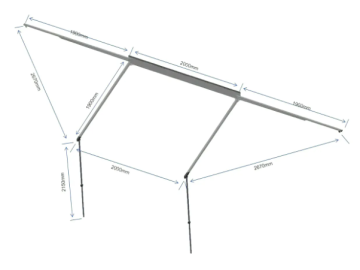 Toldo lateral com luz LED de 180º Overland (2,0 m) cinzento PREMIUM