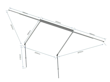Toldo lateral com luz LED de 180º Overland (2,0 m) verde PREMIUM