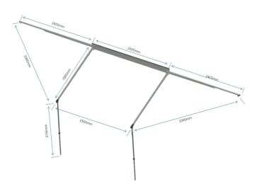Toldo lateral com luz LED de 180º Overland (2,5 m) cinzento PREMIUM