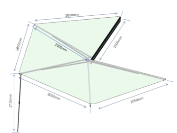 Toldo lateral com luz LED de 270º Overland (2,5 m) cinzento PREMIUM