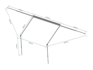 Toldo lateral de 180º Overland (2,0 m) cinzento PREMIUM