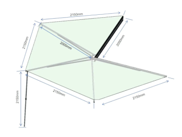 Toldo lateral de 270º Overland (2,0 m) cinzento PREMIUM