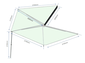 Toldo lateral de 270º com luz LED Overland (2,0 m) cinzento PREMIUM