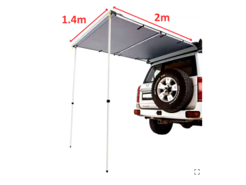 Toldo traseiro com iluminação, 1,4 m de largura x 2 m de abertura, Offroad – Cinzento