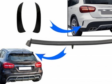 Trunk Boot Lid Spoiler with Rear Bumper Flaps Side Fins Flics suitable for MERCEDES GLA X156 GLA45 (2014-2016)