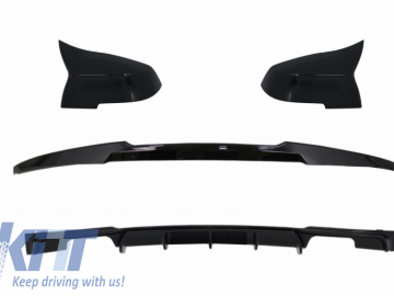 Trunk Boot Lip Spoiler with Rear Bumper Spoiler Valance Diffuser Double Outlet and Mirror Covers suitable for BMW 3 Series F30 (2011-2019) M4 CSL Perf