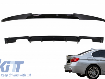 Trunk Boot Lip Spoiler with Rear Bumper Spoiler Valance Diffuser Double Outlet suitable for BMW 3 Series F30 (2011-2019) M4 CSL Performance Design Pia