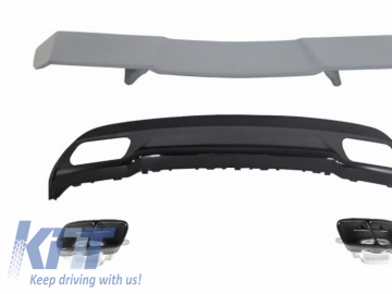 Trunk Spoiler, Boot Lid Spoiler Diffuser Exhaust Tips suitable for MERCEDES W176 A-Class 12+ Sport Black