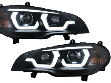 Tube Light LED DRL Angel Eyes Headlights suitable for BMW X5 E70 (2007-2010) Black