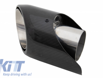 Universal Carbon Fiber Exhaust Muffler Tip Polished Look Inlet 6.2cm