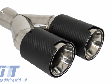 Universal Dual Twin Exhaust Muffler Tips Carbon Fiber Matte Finish Inlet 6cm/2.36inch