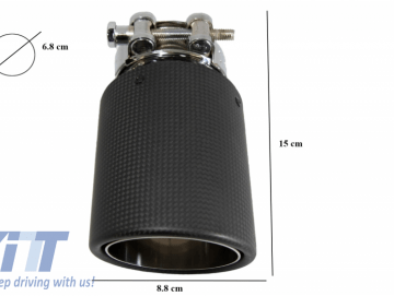 Universal Exhaust Muffler Tip Carbon Fiber Matte Finish Inlet 6.8cm/2.67inch
