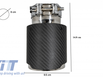 Universal Exhaust Muffler Tip Carbon Fiber Matte Finish Inlet 6cm/2.36inch