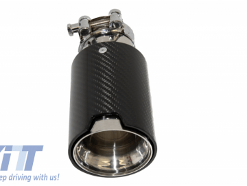 Universal Exhaust Muffler Tip Carbon Fiber Glossy Finish Inlet 6.3cm/2.48inch