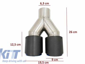 Universal Exhaust Muffler Tip Matte Carbon Fiber Blue Finish Limited Edition Inlet 6.3cm
