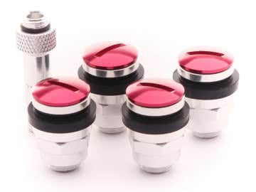 Set Of Flat Aluminum Air Valves Jr V1 - Red