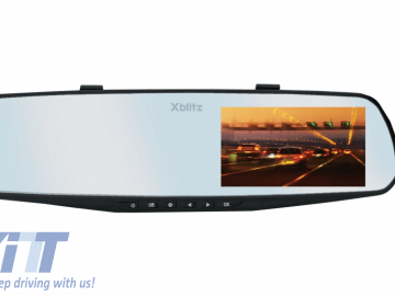 Xblitz Mirror 2016 Dash Camera Dashboard Recorder Full HD 1920x1080P, 4.3 Inch, 140 Degrees Lens, Black
