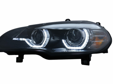 Xenon Headlights Angel Eyes 3D LED DRL suitable for BMW X5 E70 (2007-2010) Black AFS