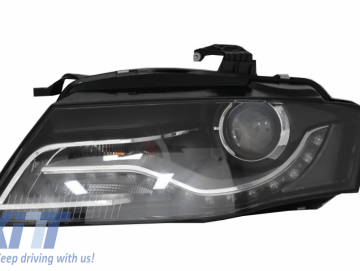 Xenon Headlights LED DRL Daytime Running Lights suitable for AUDI A4 B8 8K (09.2007-10.2011) Black