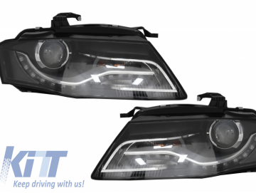Xenon Headlights LED DRL Daytime Running Lights suitable for AUDI A4 B8 8K (09.2007-10.2011) Black