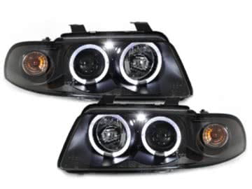 headlights suitable for AUDI A4 B5 95-98 _ 2 halo rims _ black