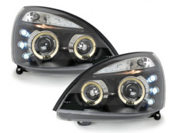 headlights suitable for RENAULT Clio MK3 01-05 _ 2 halo rims _ black